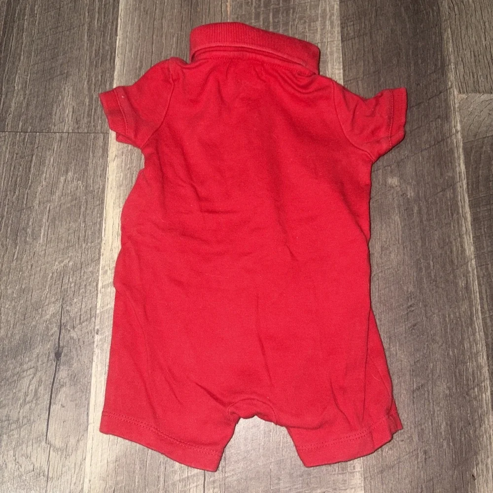 Ralph Lauren Baby Boys 100% Cotton Polo Romper Red Sz 3 Months
